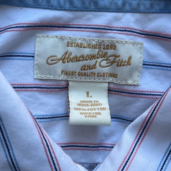 Vintage Abercrombie & Fitch Button Up Shirt Womens Large White Striped L/S Top - Picture 2 of 7